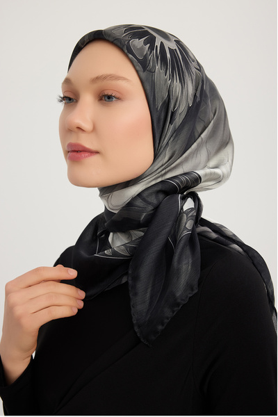 ipekistanbul وشاح جانجان منقوش من أورورا - زهرة الشمس - رمادي