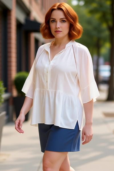 PayBuy Women's V-Neck Short Sleeve Peplum Woven Shirt Casual and Stylish Daily Style Quality Stylish Comfortable Modern