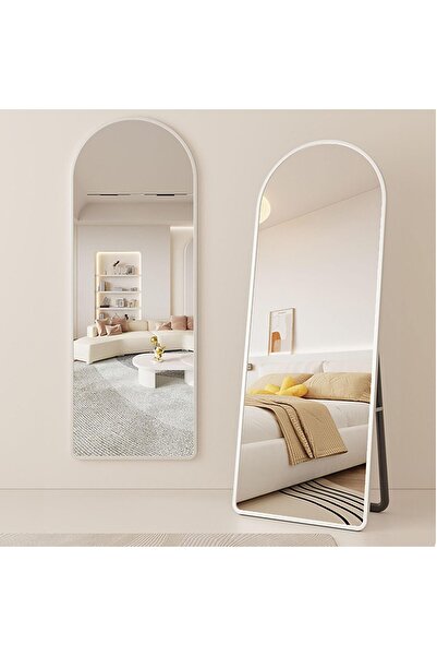 Bluejw Full Lenth Mirror with Stand Aluminum Alloy Frame Floor Mirror Hanging or Leaning 155*45*5cm(White)