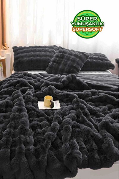 Naturel Collection Dolgulu Tavşan Tüyü Yatak Örtüsü Çift Taraflı Tek Kişilik 3 Parça