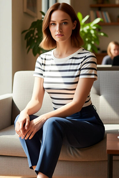 PayBuy Stylish Striped Viscous Crop Blouse Summer Comfortable Fitted Fit Long-Lasting Distinguished Material Trend Design