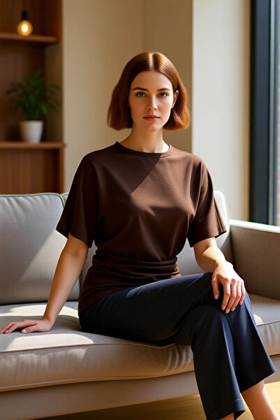 PayBuy Women's Crew Neck Batwing Sleeve Shirred Regular Fit Knitted Blouse Quality Stylish Comfortable Modern Elegant