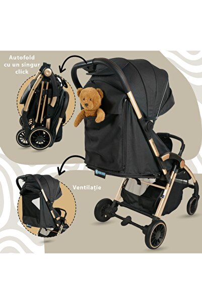 APPEKIDS Sport Stroller – Upp – Ultracompact, Automatic Folding, From Birth to 22kg - Jet Black