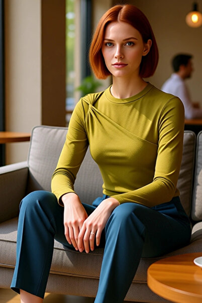 PayBuy Women's Viscose Rib Knit Blouse with Shoulder Twist Detail, Bodycon Crop Cut, High Quality, Stylish, Comfortable