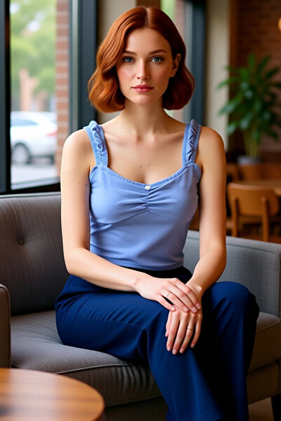 PayBuy Women's Pool Collar Gathered Sleeve Knitted Blouse Lycra Combed Cotton Summer Crop Durable Material Comfortable and Stylish