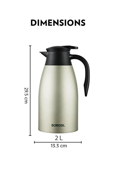 Borosil إبريق شاي أويستر من الفولاذ المقاوم للصدأ - 2 لتر