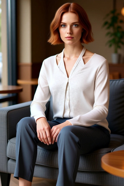 PayBuy Women's V-Neck Low Arm Long Sleeve Full Button Stretchy Knitted Quality Stylish Comfortable Modern Elegant