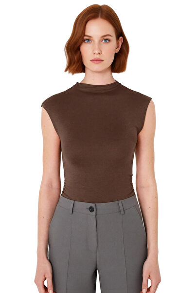 PayBuy Bluză asimetrică fără mâneci, elastan viscoz, vară, ajustată guler ridicat Aspect elegant pentru purtarea zilnică