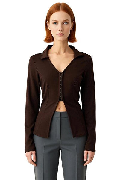 PayBuy Γυναικεία πλεκτή ελαστική μπλούζα με γιακά πόλο με αγκράφα Μια κομψή και άνετη επιλογή Ποιοτική κομψή άνετη μοντέρνα