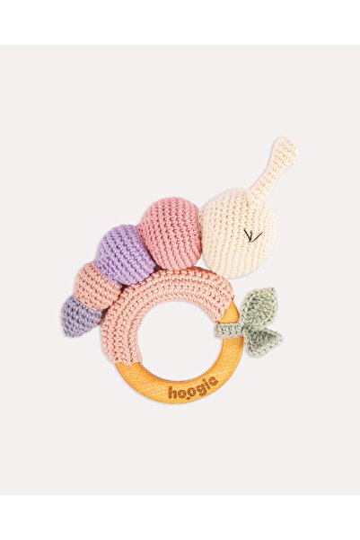 Hoogie Milo Tırtıl Amigurumi Doğal Ahşap ve Organik Pamuk Çıngırak Oyuncak