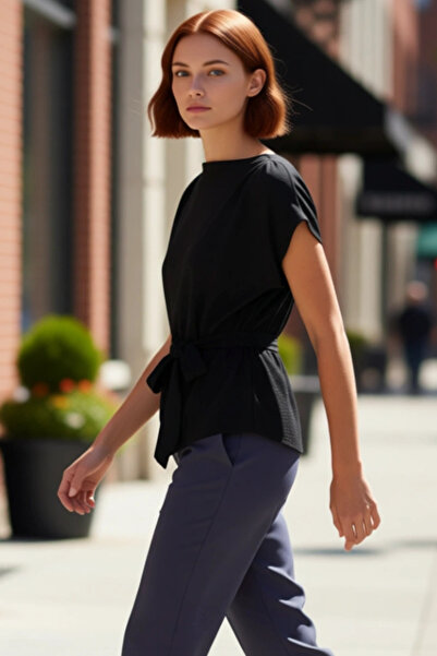 PayBuy Bluză țesătă cu nasturi, fără mâneci, pentru femei, guler rotund