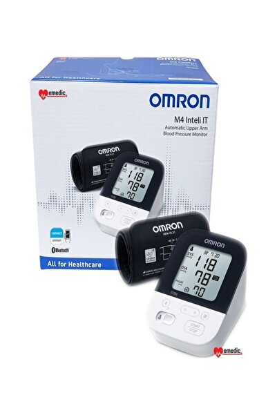 Omron Digital home blood pressure monitor with Bluetooth technology and smart display, placed on the upper arm