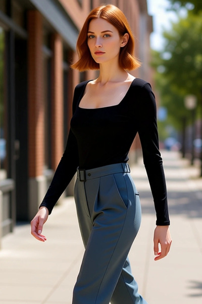 PayBuy Γυναικεία μπλούζα με γκρι τετράγωνο γιακά, μακρυμάνικη βαμβακερή μπλού...