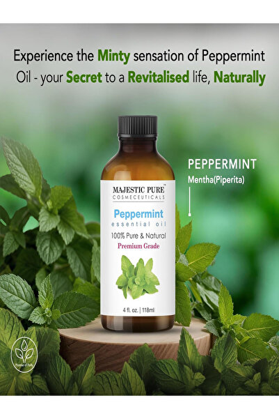 Majestic Pure Peppermint Essential Oil with Glass Dropper, 118ml
