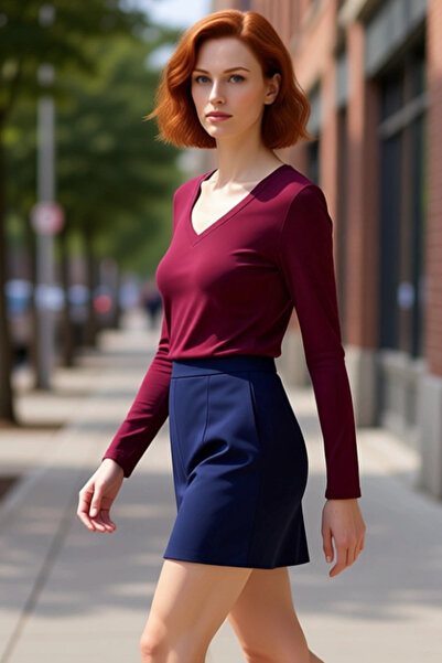 PayBuy Top pentru femei cu decolteu în V cu mânecă lungă elastică din materia...