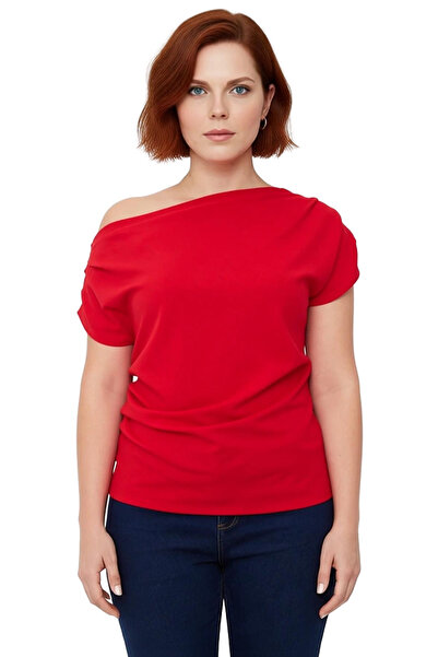 PayBuy Women's Asymmetrical Neckline Flowy Knitted Blouse Elegance and Comfort Combined Quality Stylish Comfortable Modern