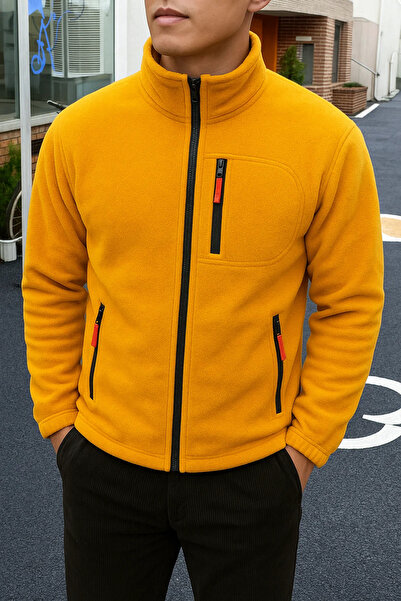 COMBİNE MİCHAİL Erkek Comfort Fit Rahat Kalın Sarı Polar