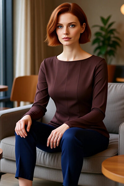 PayBuy Γυναικεία πλεκτή μπλούζα με μακρυμάνικο λαιμόκοψη με μακρύ μανίκι, κομψή, άνετη, μοντέρνα και κομψή καθημερινή