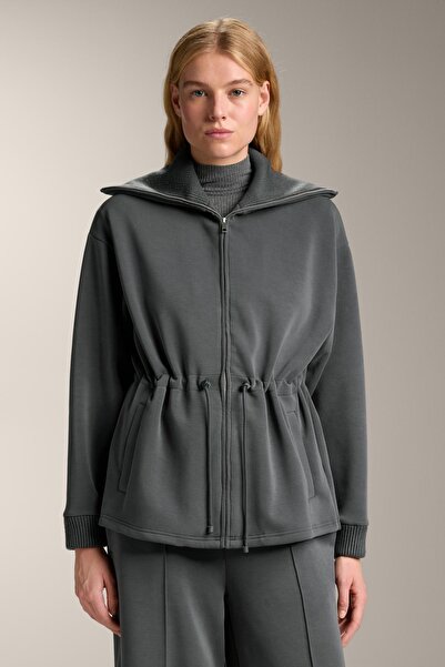 Oysho Long brushed modal jacket with adjustable waist and tricot collar