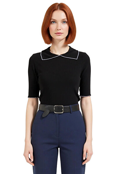 PayBuy Polo Neck Fitted Knitted Blouse Comfortable Summer Daily Elegant Design and Stylish