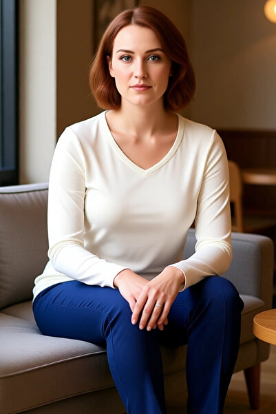 PayBuy Women's V-Neck Long Sleeve Stretchy Knitted Bodycon Blouse Quality Stylish Comfortable Modern Elegant Casual