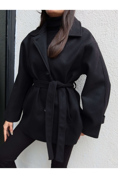 ESRAHELVACI Tie-Up Short Cashmere Coat