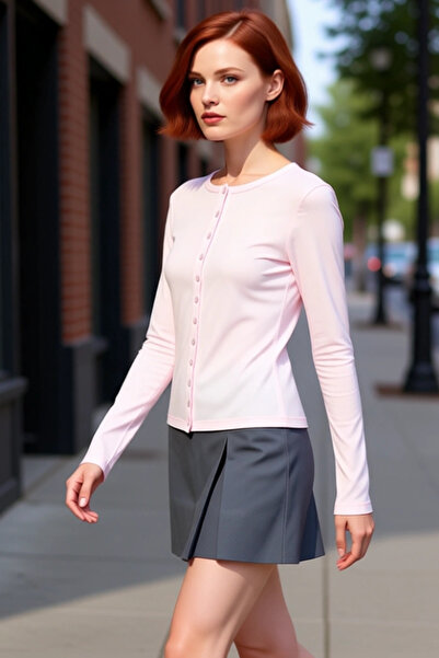 PayBuy Femei guler rotund cu nasturi complet elastici din material subțire ca...