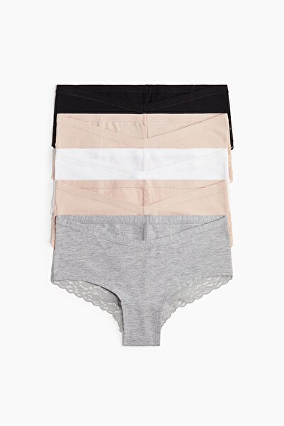 H&M MAMA 5'li Dantel Şeritli ve Pamuklu Hipster Külot