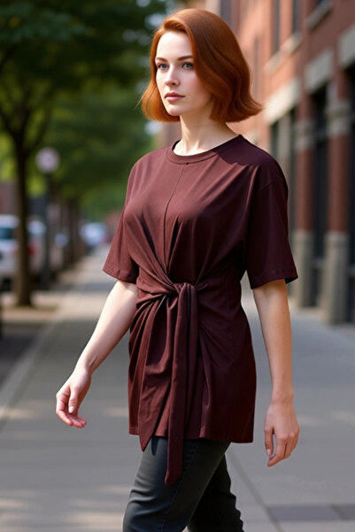 PayBuy Γυναικείο βαμβακερό λαιμόκοψη με λεπτομέρεια με κόμπους κοντομάνικο πλ...