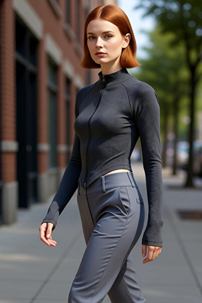 PayBuy Women's Mock Neck Zippered Stretchy Knitted Blouse Suitable for Daily Use with Cool & Comfort Style Winter Season