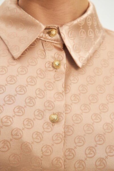 Zühre CĂMĂȘĂ CU BUTONI CU MODEL MONOGRAM NEGRU T-1515 BEJ