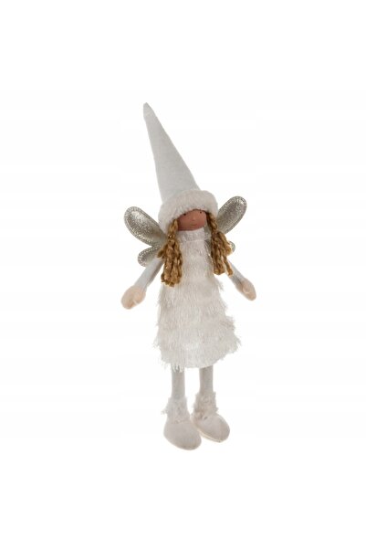 zola Διακοσμητικό χριστουγεννιάτικο ειδώλιο, Λευκή νεράιδα με ασημένια φτερά, 40 x 14 x 9 εκ.