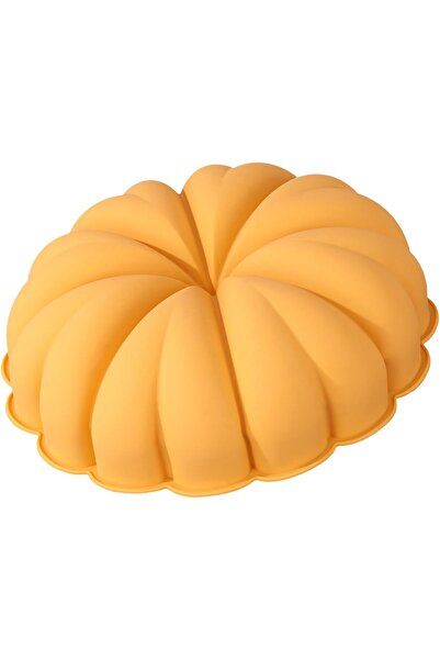 fulina Silicone Bundt Cake Pan, Yellow Large Pumpkin Shaped Silicone Mold, Non-stick Food Grade Easy to Rel