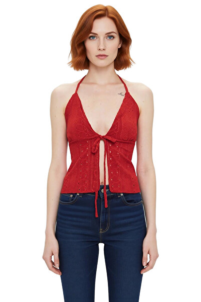 PayBuy Fitted Knitted Blouse Sleeveless Jacquard Halter Neck Summer Comfortable Cut Professional Look