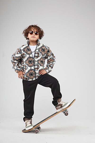 king brich Παιδικό φλις με σχέδιο με φερμουάρ Kingbrich Kids ψηλός λαιμός