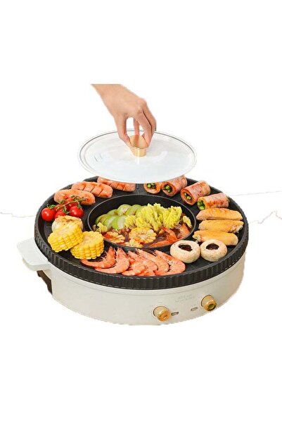 fulina 2 in 1 Electric Cooking Pot,Non-stick Material,Skillet Grill and Electric Cooking Pot,Easy to Store,