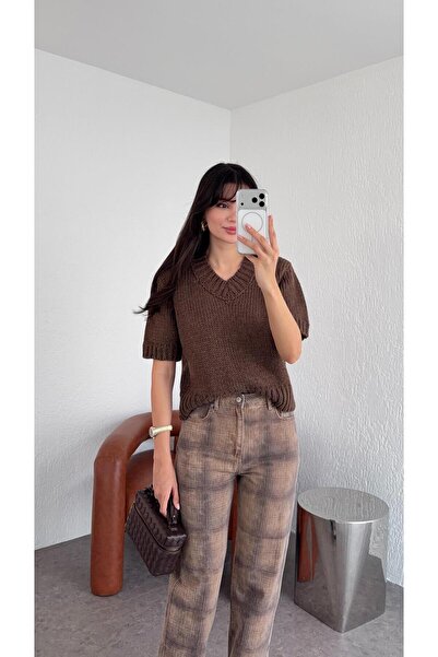 HAZELANNA Tricotaj maro cu decolteu în V