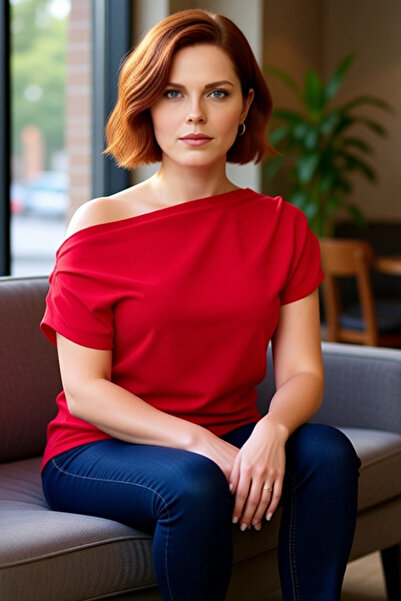 PayBuy Women's Asymmetrical Neckline Flowy Knitted Blouse Elegance and Comfort Combined Quality Stylish Comfortable Modern