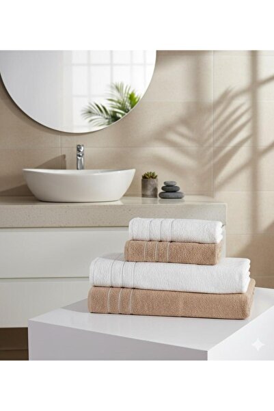 elvira concept Lilyum Cotton 4-Piece Bath Towel Set Turkish Bath Set Daily Do...
