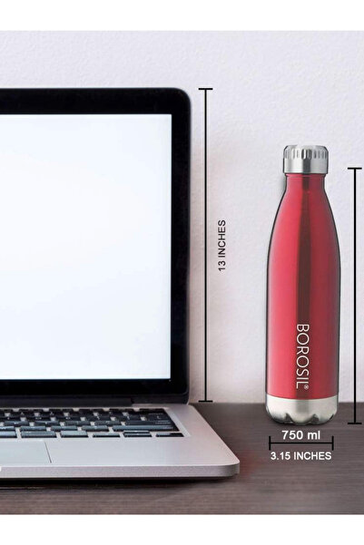 Borosil Vacuum Bolt Bottle Red 750ml