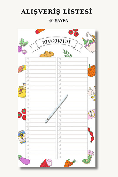 pnkycrco Alışveriş Listesi To do List Notepad Bloknot | Tutkallı 40 Sayfa