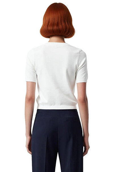 PayBuy Women's Regular Knitwear Crew Neck Short Sleeve Super Crop Blouse for Spring Autumn Casual Use