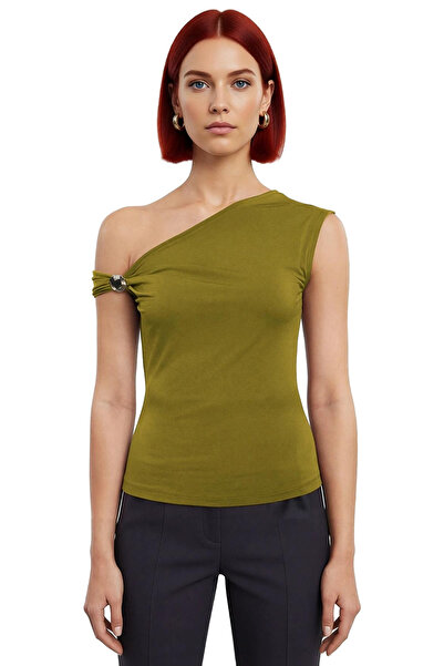 PayBuy Stylish Asymmetric Collar Sleeveless Knitted Blouse Fitted Fit Special Design Distinguished Material