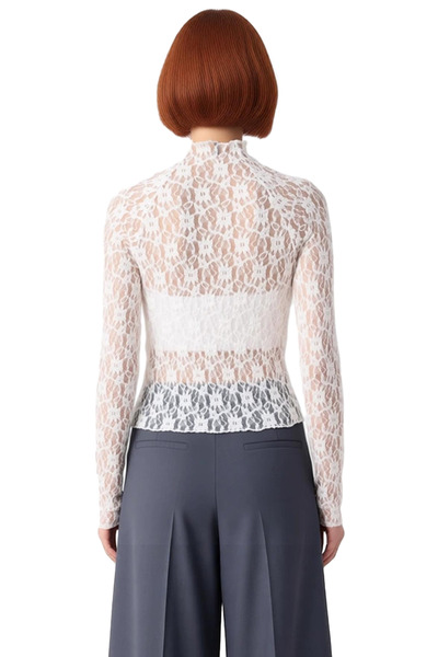 PayBuy Women's High Collar Long Sleeve Bodycon Stretchy Knitted Lace Detailed Quality Stylish