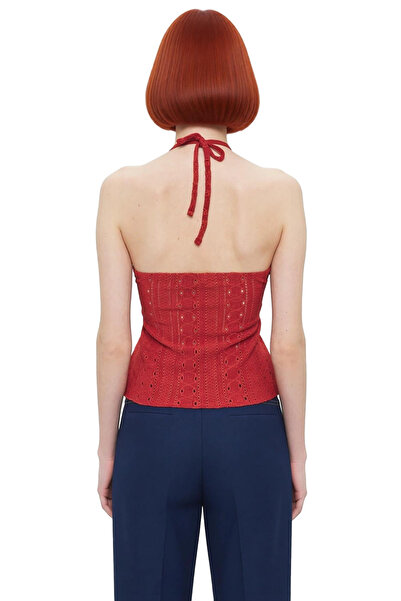 PayBuy Fitted Knitted Blouse Sleeveless Jacquard Halter Neck Summer Comfortable Cut Professional Look