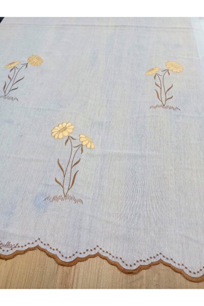 Düzgün desen Tül Perde Pilesiz Kısa İşlemeli Keten Tül Perde