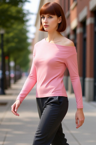 PayBuy Women's Fitted Viscose Ribbed Boat Neck Long Sleeve Blouse Stylish and...