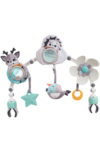 Tiny Love Black & White Baby Stroller Arch | Clip-On Activity Bar with Rattle, Teether, Mirror & Crinkly Toys