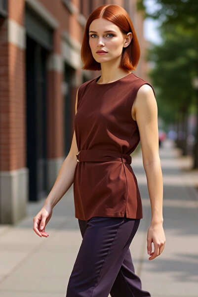 PayBuy Γυναικεία πλεκτή μπλούζα με λαιμόκοψη και ζώνη, καθημερινή κομψή σχεδίαση, για χρήση με εξαιρετικό υλικό