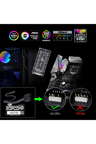 Ropcomp ARGB HUB 11 Port 5V 3-Pin ARGB - Fan HUB